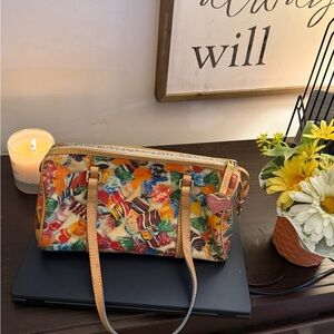 Dooney and Bourke Handbag Candy Pattern on Black Barrel Bag